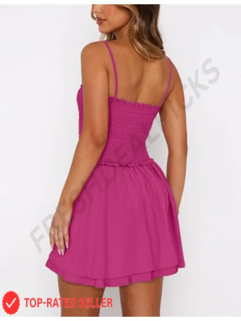 Women's Sleeveless Smocked Romper with Pockets & Adjustable Straps